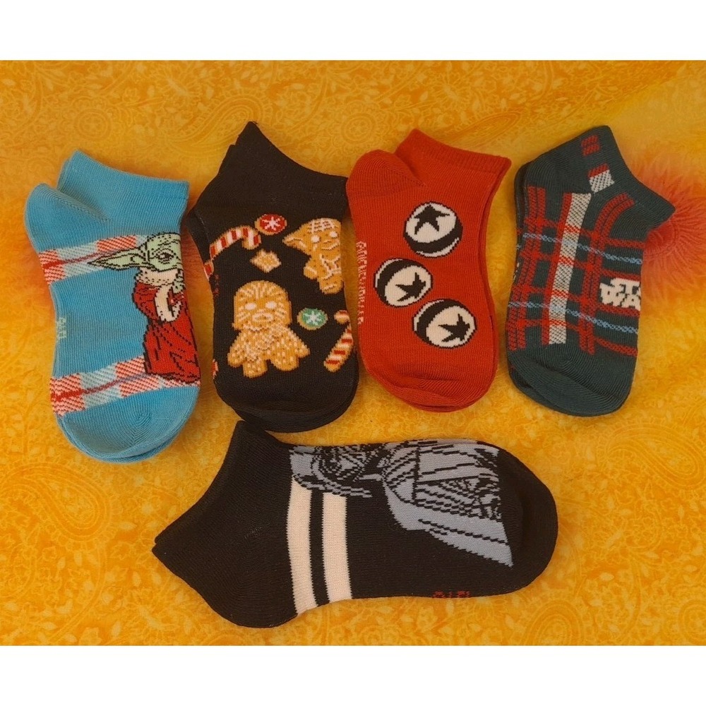 5 Pairs Star Wars‎ Yoda Darth Vader No Show Socks Boys Size 4-10